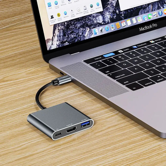 HUB Tech-Protect V1 3in1 USB-C - USB-A 3.0 / USB-C PD 100W / HDMI 4K 30Hz - gray - USB hubs<<<HurtelXML