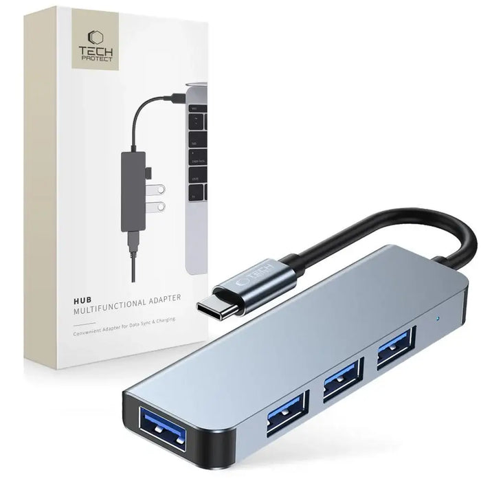 HUB Tech-Protect V1 4in1 USB-C - 3x USB-A 2.0 / USB-A 3.0 - gray - USB hubs<<<HurtelXML