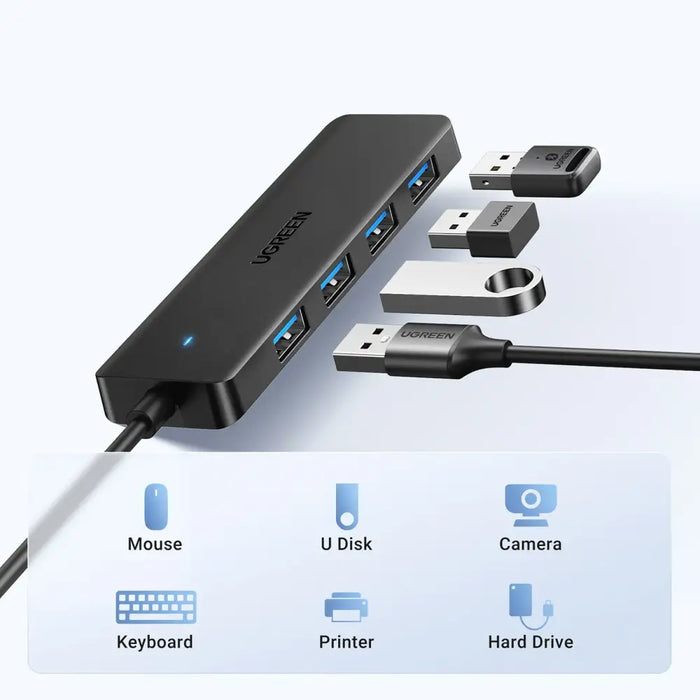 HUB Ugreen CM219 35574 with 4 USB-A 3.0 ports and USB-A 3.0 cable 1m - black - USB hubs<<<HurtelXML