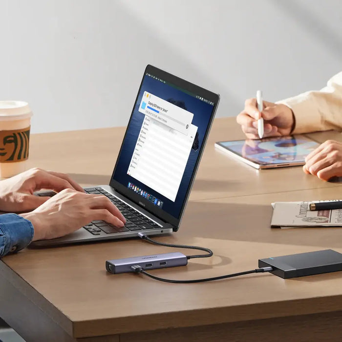 HUB Ugreen CM512 15598 6in1 USB-C - 3x USB-A 3.0 / HDMI / RJ45 / USB-C PD - gray - USB hubs<<<HurtelXML&&&USB хъбове и