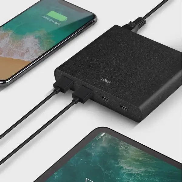 HUB Uniq Surge LITHOS Collective 90W 2xUSB-A QC 3.0 / 2xUSB-C PD 3.0 - black - USB hubs<<<HurtelXML