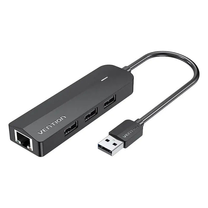 Hub USB 2.0 3-Port with Ethernet Adapter 100Mbps Vention CHPBB 0.15m Black - Hubs<<<IT
