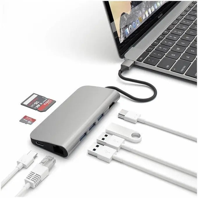 HUB USB Satechi Type-C (HDMI 4K 3xUSB 3.0 Ethernet) ST-TCMAM - WiFi рутери<<<Лаптопи компютри и периферия<<<ZoraSite