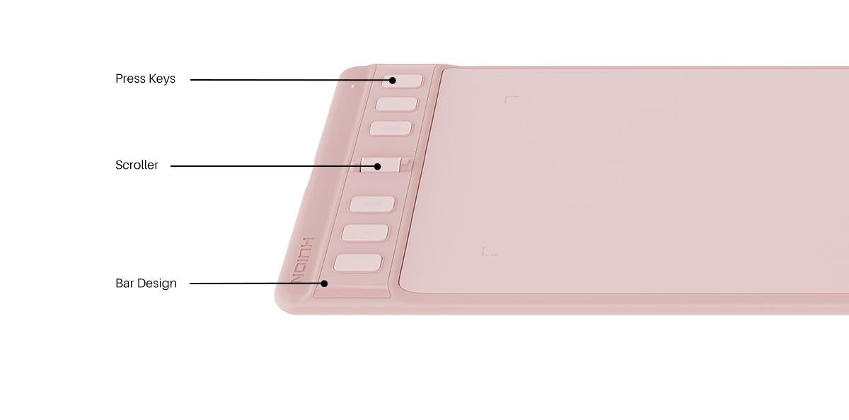 Graphics tablet HUION Inspiroy 2 S, 5080 LPI, Pink