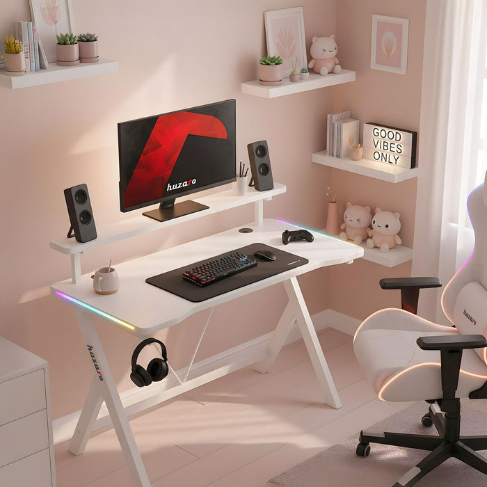 Huzaro Hero 1.9 RGB White Gaming Desk