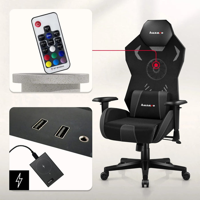 Huzaro Combat 7.6 RGB Black gaming chair with fan