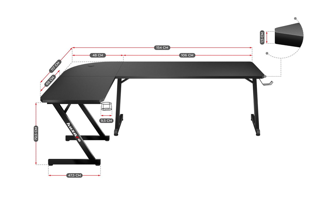 Huzaro Hero 7.0 computer desk Black