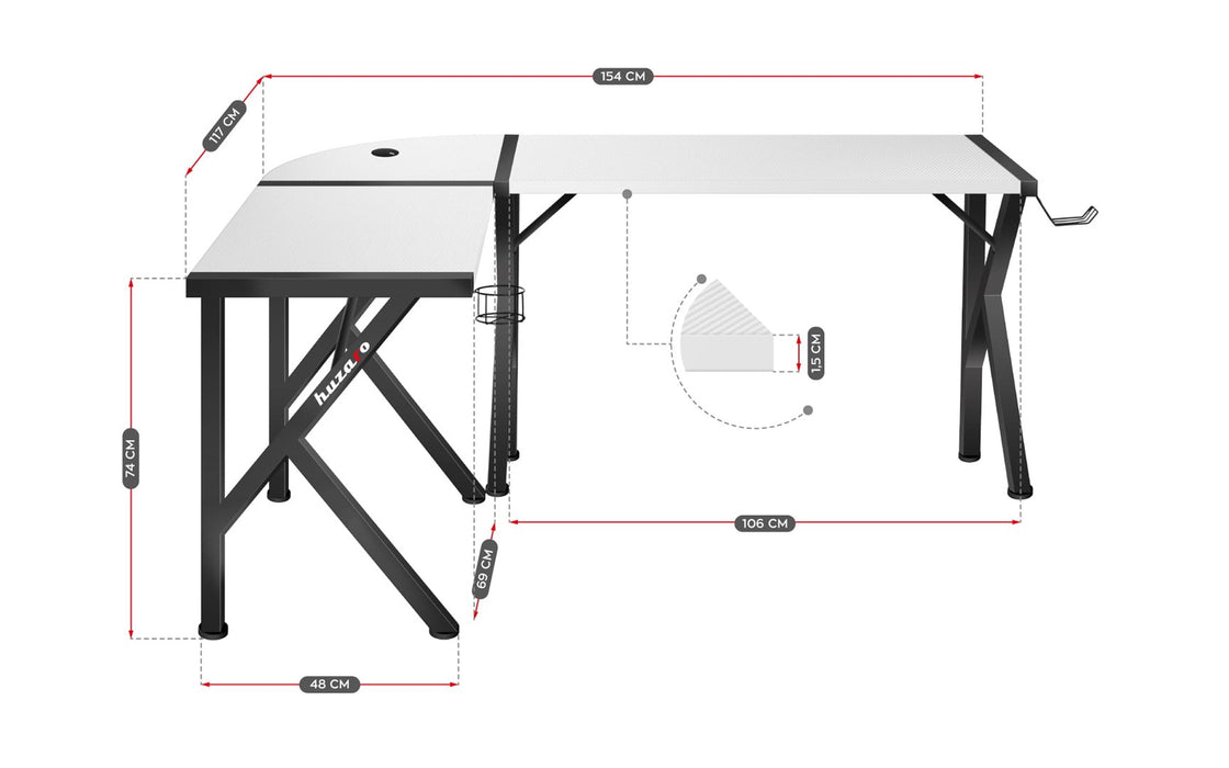 Gaming desk Huzaro Hero 6.3 White