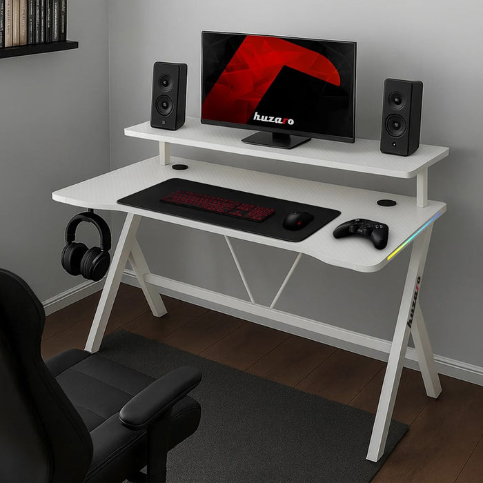 Huzaro Hero 1.9 RGB White Gaming Desk