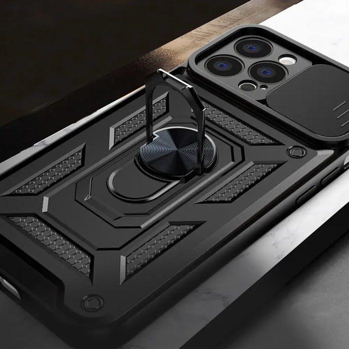 Hybrid Armor Camshield case for iPhone 14 armored case with camera cover black - Cell phone cases and covers<<<HurtelXML