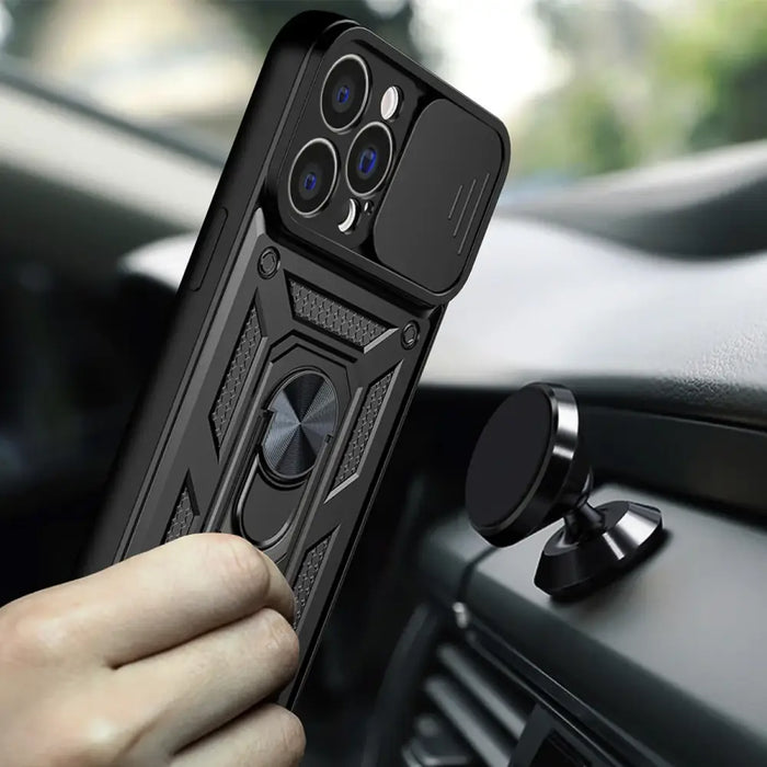 Hybrid Armor Camshield case for iPhone 14 armored case with camera cover black - Cell phone cases and covers<<<HurtelXML