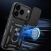 Hybrid Armor Camshield Case for iPhone 17 Pro Max with Stand and Camera Cover - Black - Cell phone cases