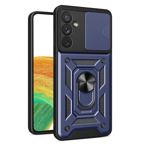 Hybrid Armor Camshield case for Samsung Galaxy A14 armored case with camera cover blue - Cell phone cases