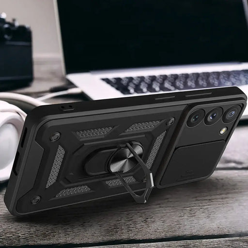 Hybrid Armor Camshield case for Samsung Galaxy A34 5G armored case with camera cover blue - Cell phone cases