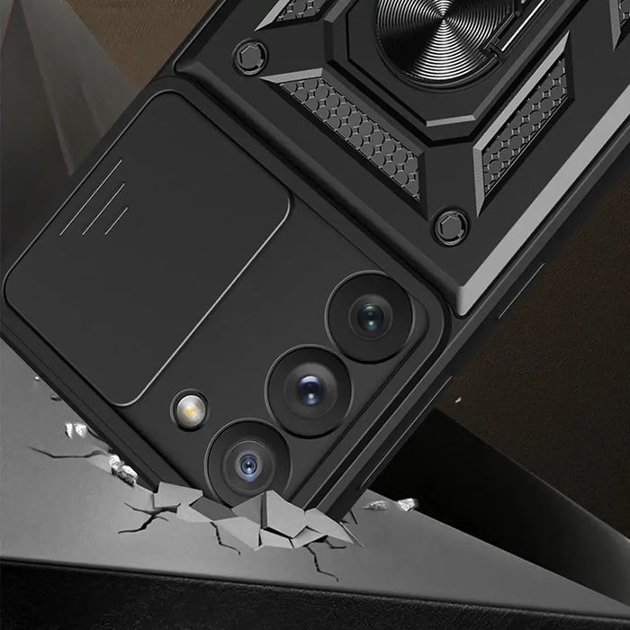 Hybrid Armor Camshield case for Samsung Galaxy A34 5G armored case with camera cover black - Cell phone cases