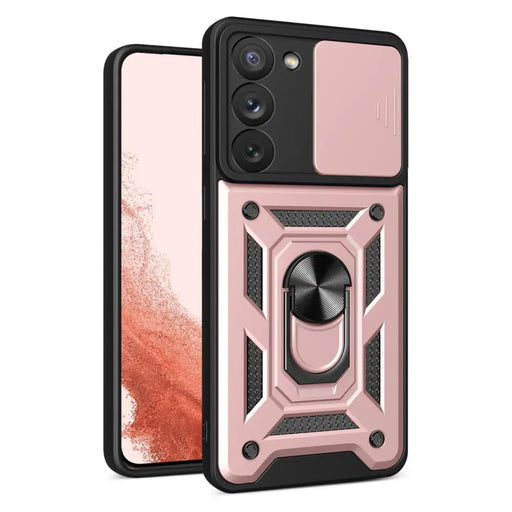 Hybrid Armor Camshield case for Samsung Galaxy S23+ armored case with camera cover pink - Cell phone cases
