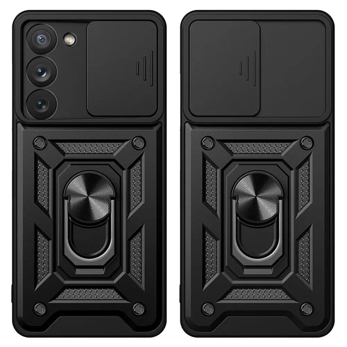 Hybrid Armor Camshield case for Samsung Galaxy S23 armored case with camera cover black - Cell phone cases