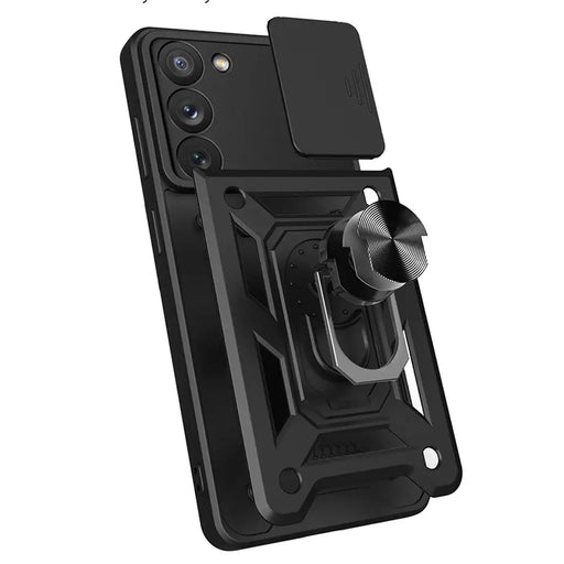 Hybrid Armor Camshield case for Samsung Galaxy S23 armored case with camera cover blue - Cell phone cases