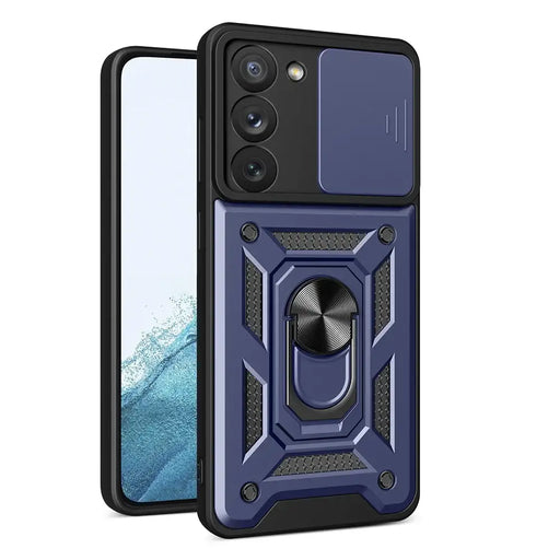 Hybrid Armor Camshield case for Samsung Galaxy S23 armored case with camera cover blue - Cell phone cases