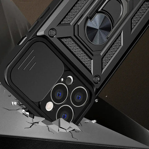 Hybrid Armor Camshield Case for Vivo X80 Lite / Vivo V25 Armor Case with Camera Cover Black - Cell phone cases