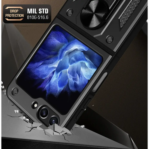 Hybrid Armor Camshield Case for Z Flip 5 5G with Camera Protector - Pink - Cell phone cases and covers<<<HurtelXML