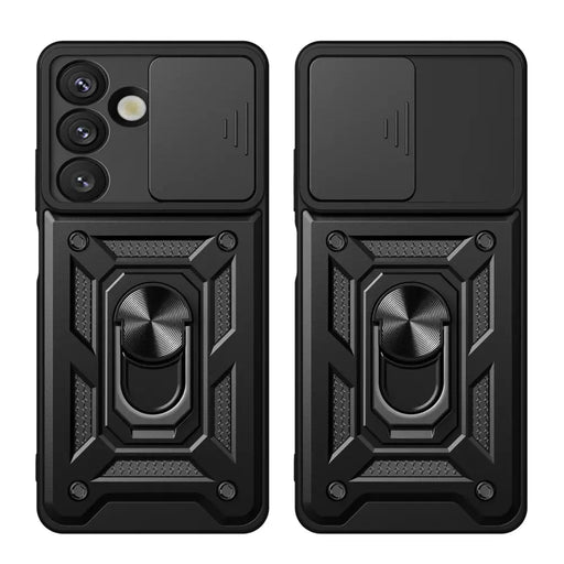Hybrid Armor Camshield Case with Stand and Camera Cover for Vivo Y39 5G / Y300i 5G - Black - Cell phone cases