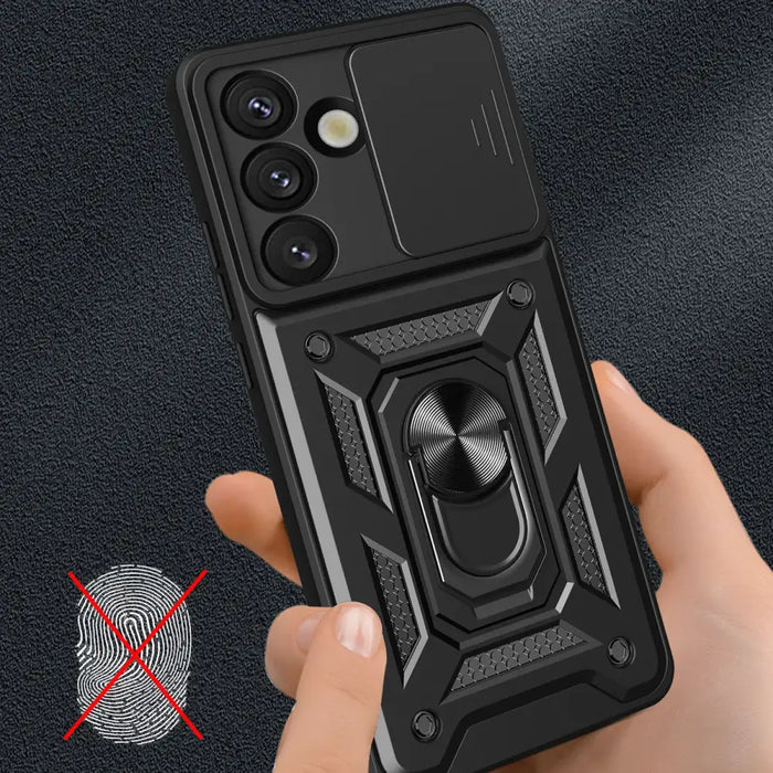 Hybrid Armor Camshield with Stand and Camera Cover for Nothing Phone (3a) 5G - Black - Cell phone cases