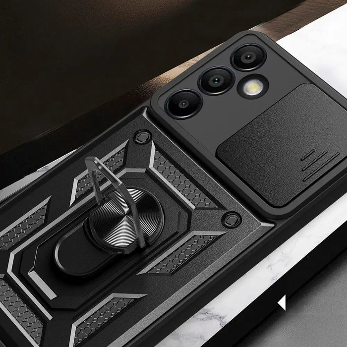 Hybrid Armor Camshield with Stand and Camera Cover for Samsung Galaxy A36 - Black - Cell phone cases