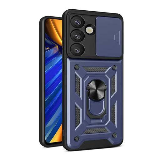 Hybrid Armor Camshield with Stand and Camera Cover for Samsung Galaxy S25 Edge - Blue - Cell phone cases