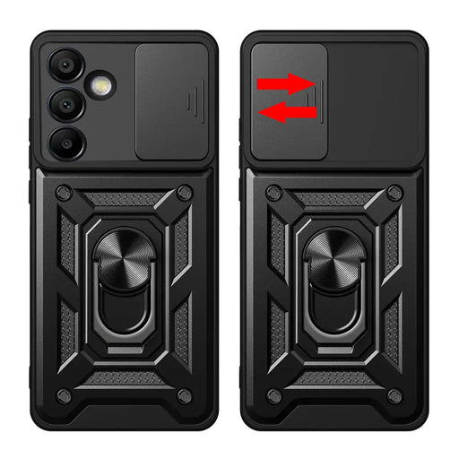 Hybrid Armor Camshield with Stand and Camera Cover for Samsung Galaxy A36 - Black - Cell phone cases