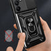 Hybrid Armor Camshield with Stand and Camera Cover for Samsung Galaxy A36 - Black - Cell phone cases