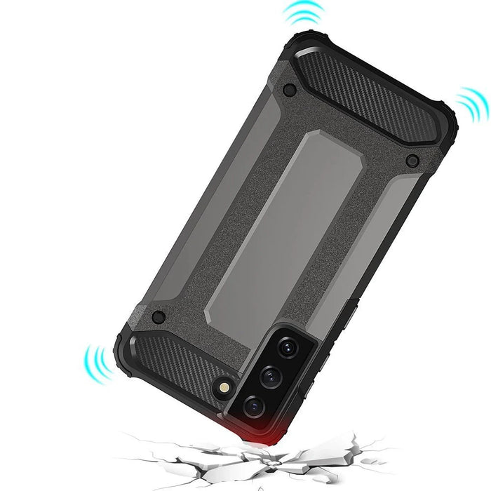 Hybrid Armor Case Tough Rugged Cover for Samsung Galaxy S22 Ultra black - Cell phone cases and covers<<<HurtelXML