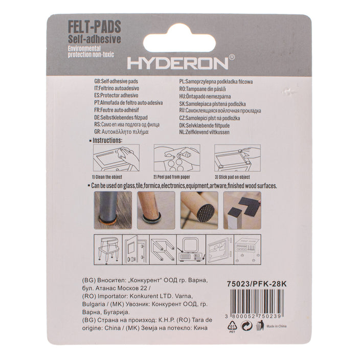 FELT ROUND PAD IN BLISTER 9PCS. HYDERON PFK-28K