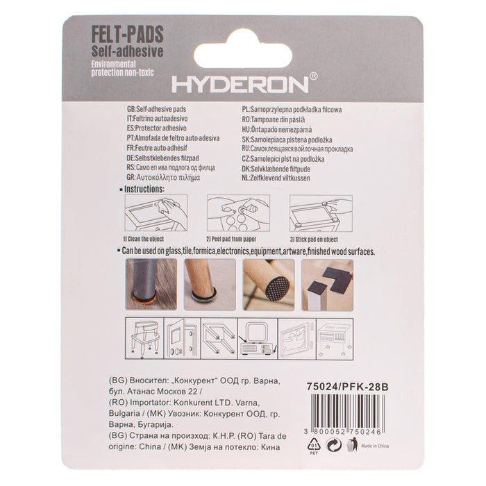 FELT ROUND PAD IN BLISTER 9PCS. HYDERON PFK-28B
