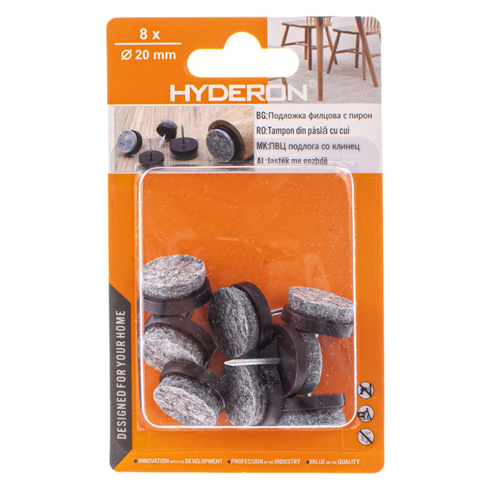 FELT PAD WITH NAIL IN BLISTER 8PCS. HYDERON PFP-20