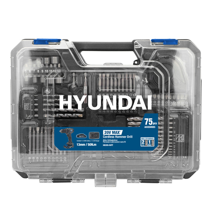 CORDLESS IMPACT DRILL HYUNDAI HD20S-50TT 20 V, 50.00 nm, 2.00 Ah