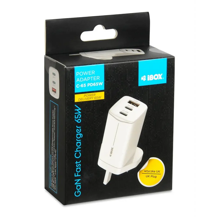iBOX C-65 White GaN 65W universal charger UK plug - ChargersLAD-SIC<<<Power supplies for phonesLAD<<<ActionPL