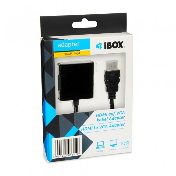 iBox IAHV01 video cable adapter HDMI Type A (Standard) VGA (D-Sub) Black