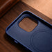 iCarer Case Leather Cover Genuine Leather Case for iPhone 14 Pro Max blue (WMI14220708-BU) (MagSafe compatible) - Cell