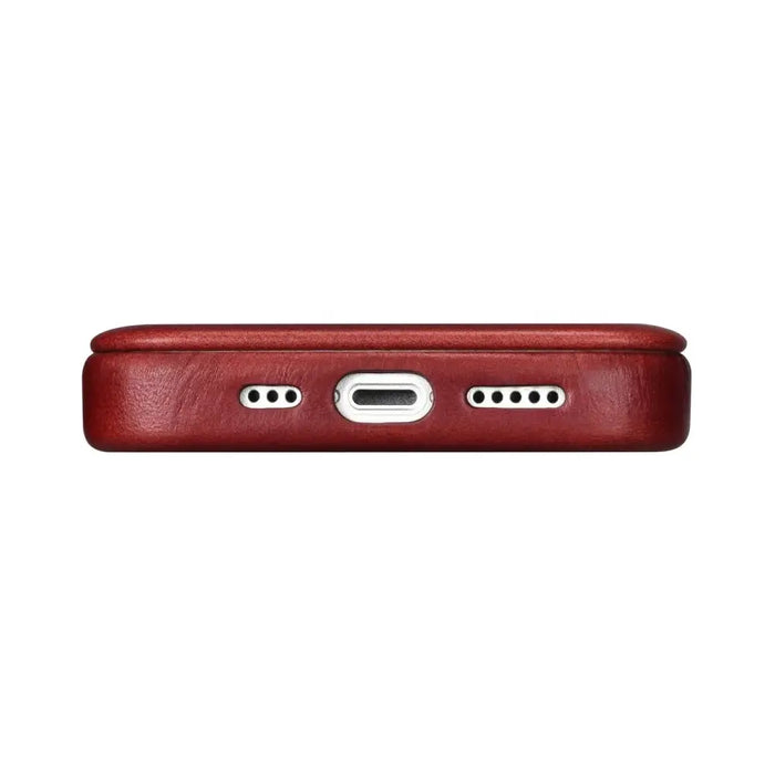 iCarer CE Oil Wax Premium Leather Folio Case Leather Case iPhone 14 Pro Magnetic Flip MagSafe Red (AKI14220706-RD)