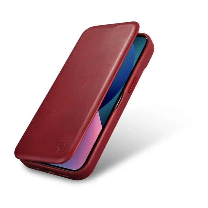 iCarer CE Oil Wax Premium Leather Folio Case Leather Case iPhone 14 Pro Magnetic Flip MagSafe Red (AKI14220706-RD)
