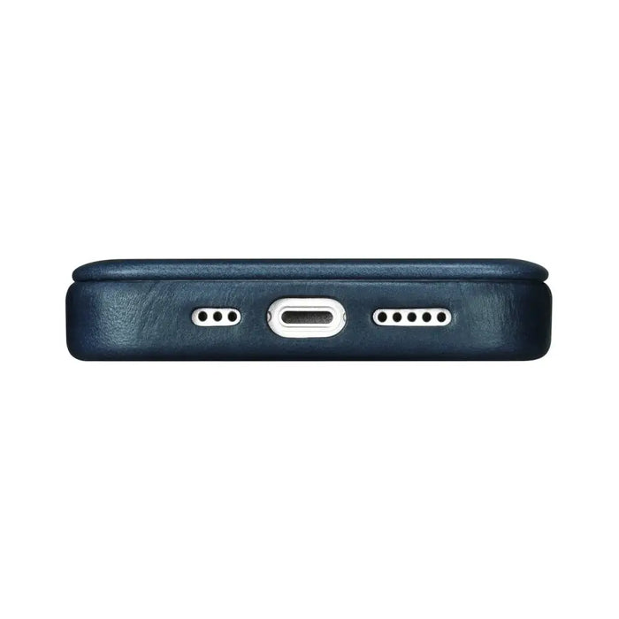 iCarer CE Oil Wax Premium Leather Folio Case Leather Case iPhone 14 Pro Magnetic Flip MagSafe Blue (AKI14220706-BU)