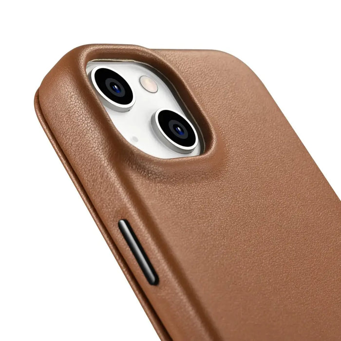 iCarer CE Premium Leather Folio Case iPhone 14 magnetic flip case MagSafe brown (WMI14220713-BN) - Cell phone cases
