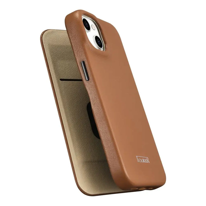 iCarer CE Premium Leather Folio Case iPhone 14 magnetic flip case MagSafe brown (WMI14220713-BN) - Cell phone cases