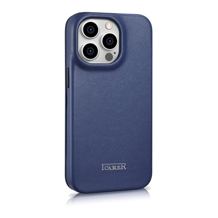 iCarer CE Premium Leather Folio Case iPhone 14 Pro Max Magnetic Flip Leather Folio Case MagSafe Blue (WMI14220716-BU)