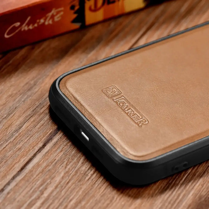 iCarer Leather Oil Wax case for iPhone 14 Pro Max leather cover brown (WMI14220720-TN) - Cell phone cases