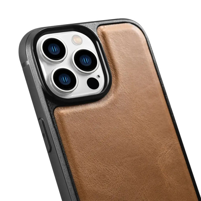 iCarer Leather Oil Wax case for iPhone 14 Pro Max leather cover brown (WMI14220720-TN) - Cell phone cases