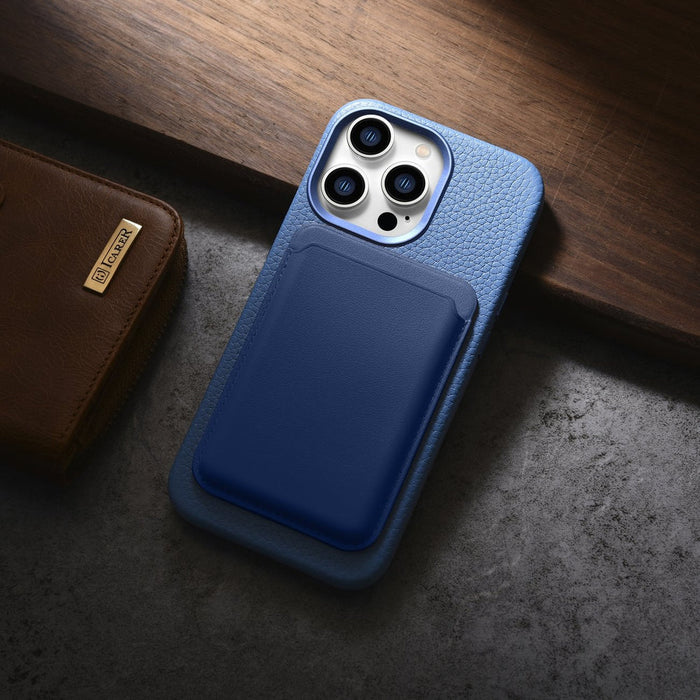 iCarer Litchi Premium Leather Case iPhone 14 Pro Magnetic Leather Case with MagSafe Light Blue (WMI14220710-LB) - Cell