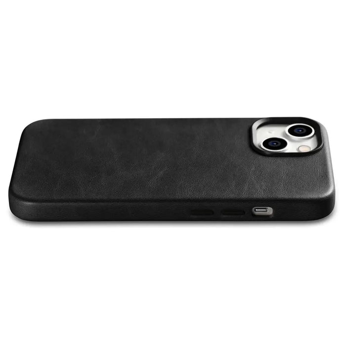 iCarer Oil Wax Premium Leather Case iPhone 14 Magnetic Leather Case with MagSafe Black (WMI14220701-BK) - Cell phone
