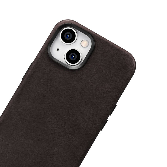 iCarer Oil Wax Premium Leather Case magnetic leather case iPhone 14 with MagSafe brown (WMI14220701-BN) - Cell phone